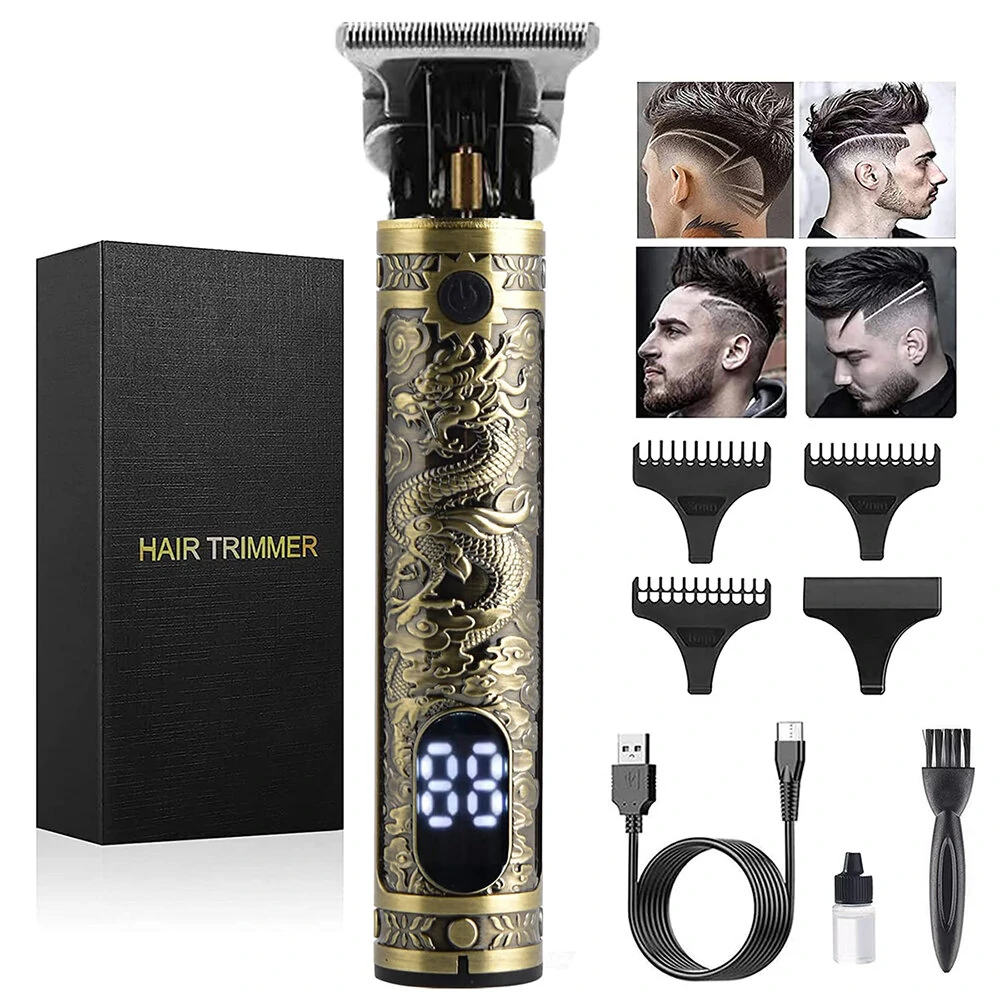 T9 Powerful Electric Hairdresser Metal Body, USB Charging, LED Screen Display Engraving Razor Hair Clippers (image for) T9 Powerful Electric Hairdresser Metal Body, USB Charging, LED Screen Display Engraving Razor Hair Clippers